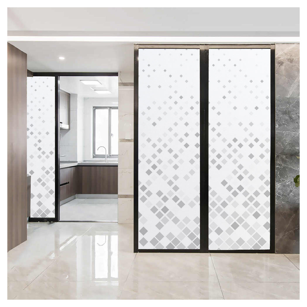 Gradual Square Pattern Glass Film for Sliding Doors, offering Modern Privacy