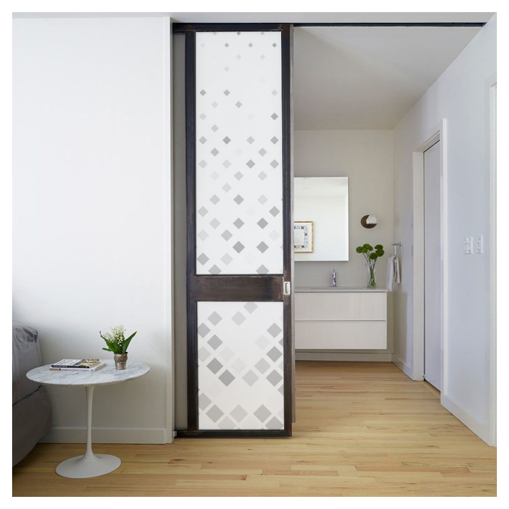Gradual Square Pattern Glass Film for Sliding Doors, offering Modern Privacy