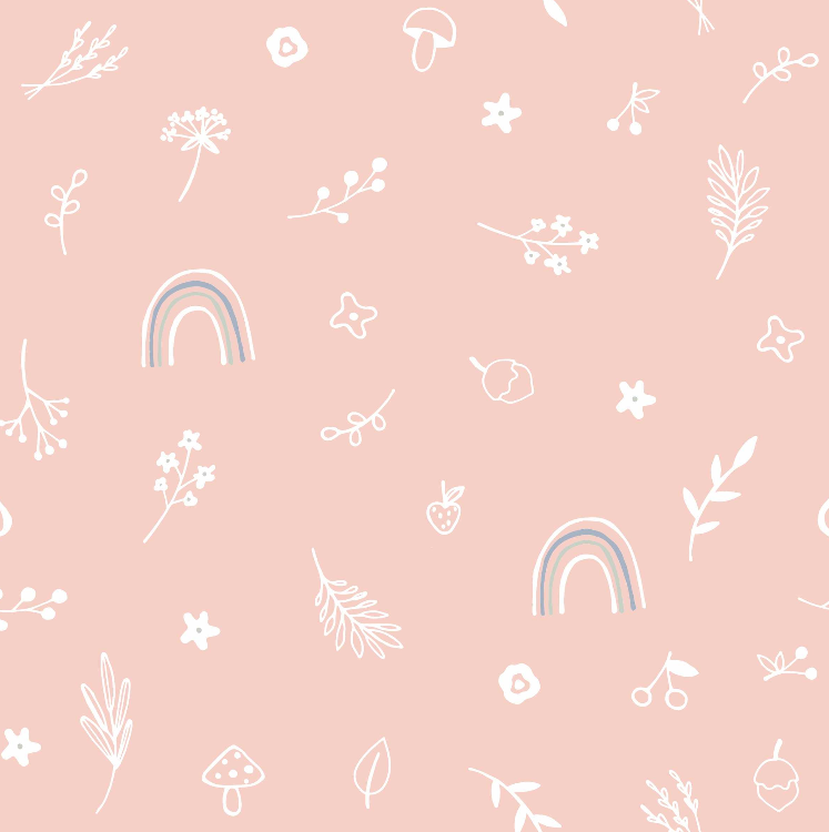 Whimsical Pink Rainbow & Nature Pattern