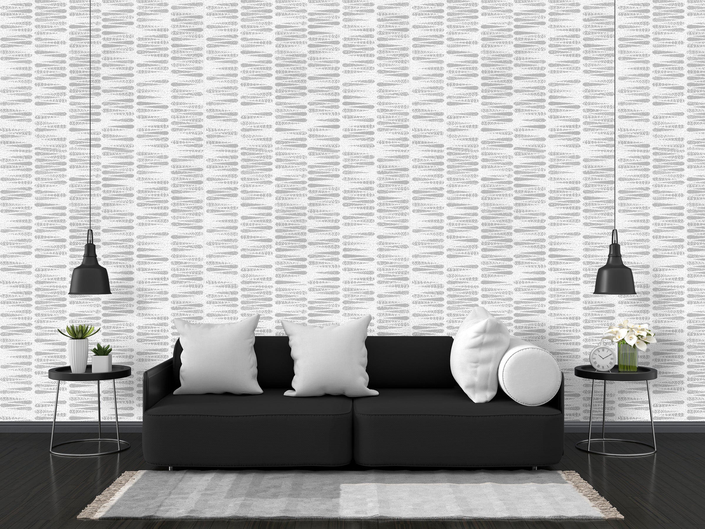Monochrome Abstract Dash Pattern Wallpaper