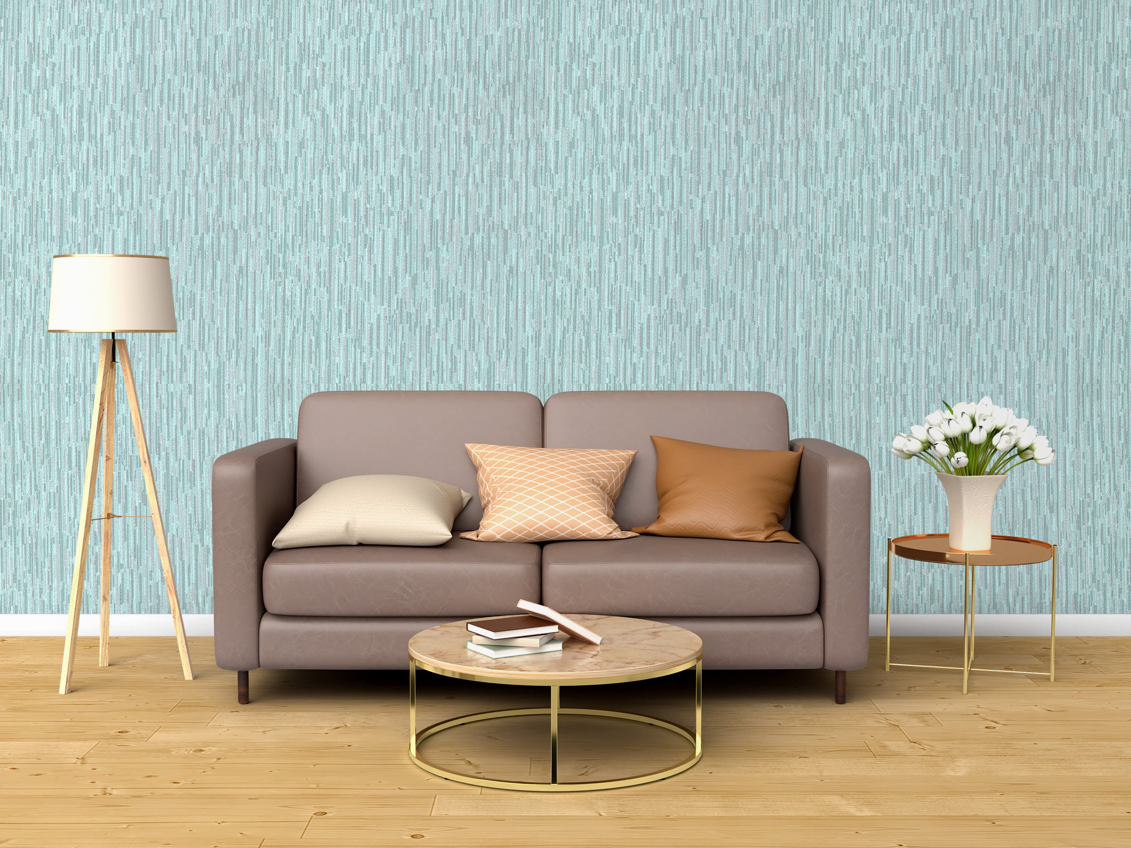 Sky Blue Vertical Stripe Texture Wallpaper