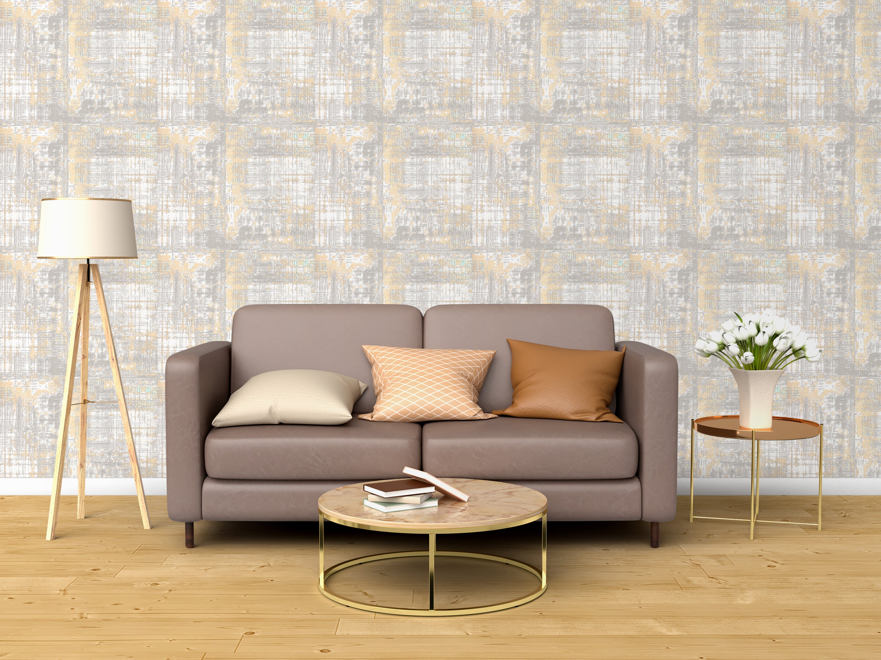 Light Grey and Gold Abstract Grunge Wallpaper