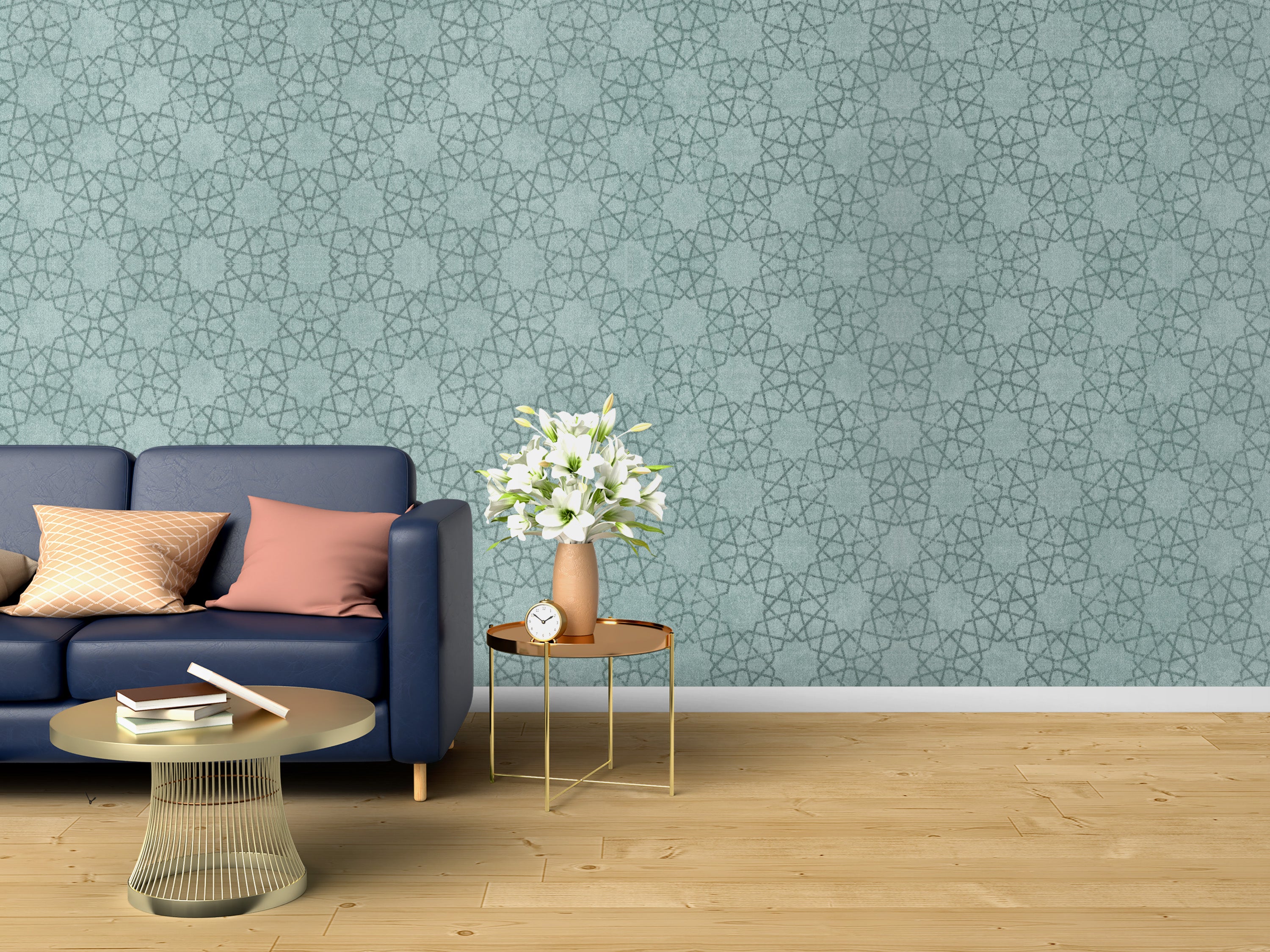 Green Moroccan Trellis Geometric Wallpaper