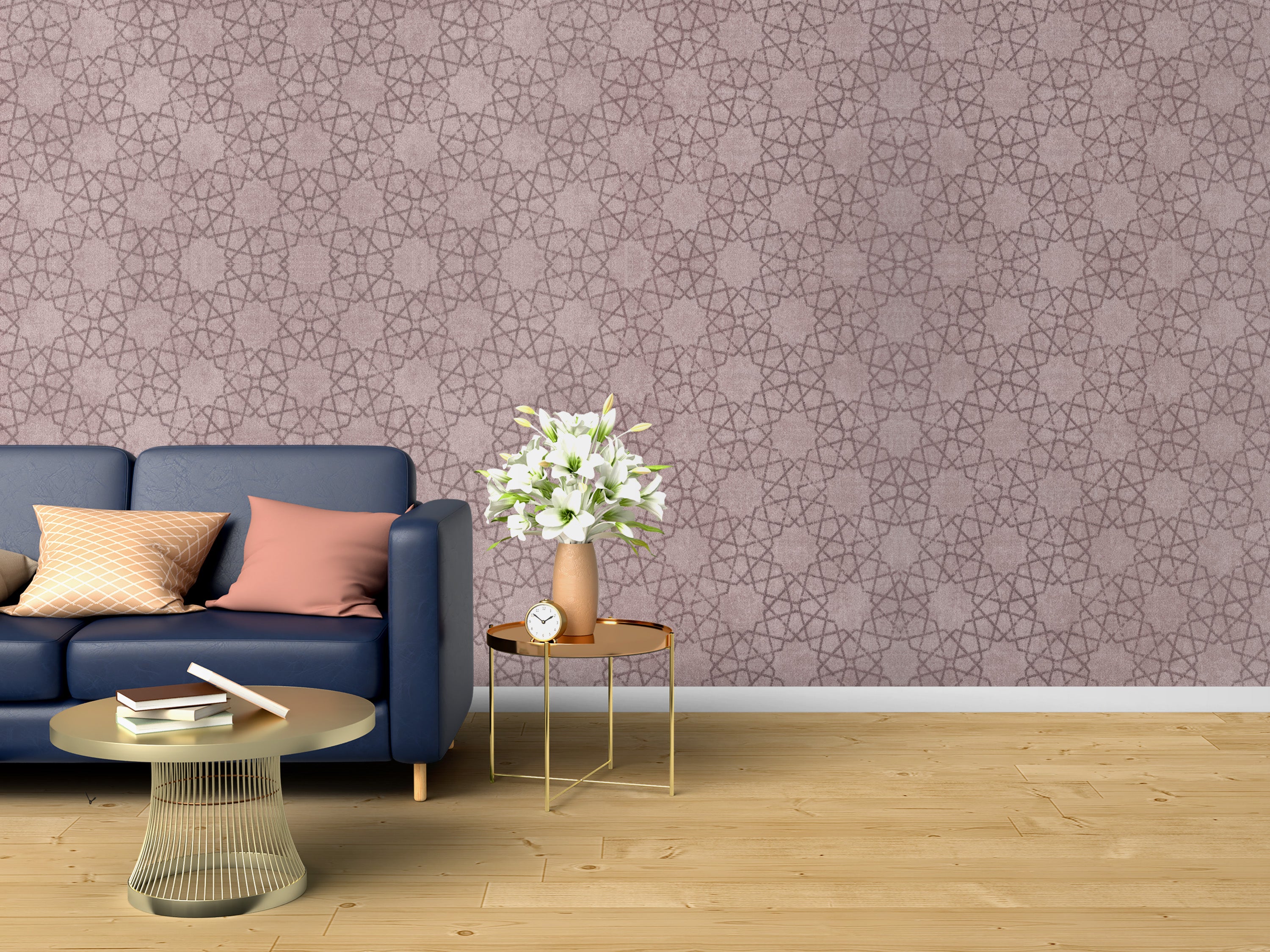Mauve Moroccan Trellis Geometric Wallpaper