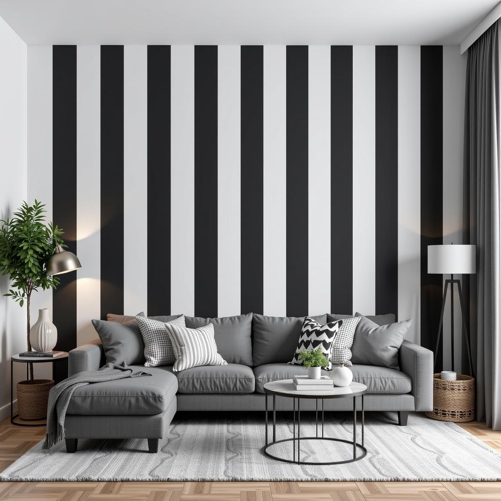 Zebra Stripes Black and White Stripes Classic Wallpaper